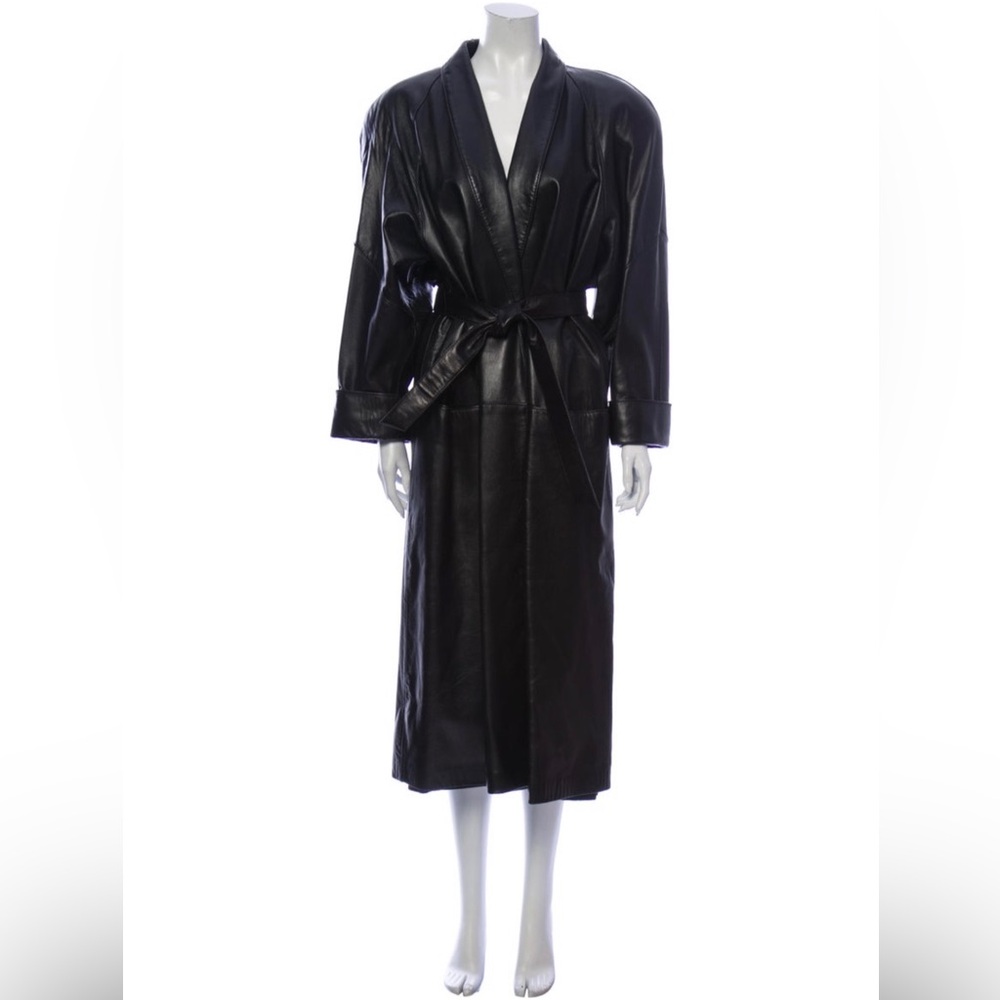 Black leather trench coat